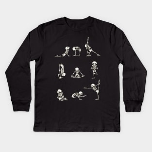 Skeleton Yoga Kids Long Sleeve T-Shirt